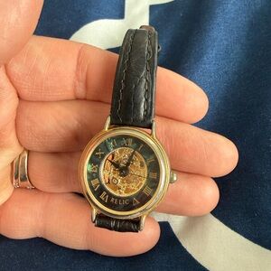Relic Gold and Black Leather Watch